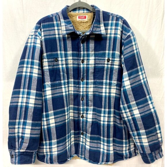 Wrangler Men Blue Jacket/Shacket Sherpa Lining Trucker Skater Streetwear XL - Picture 1 of 7